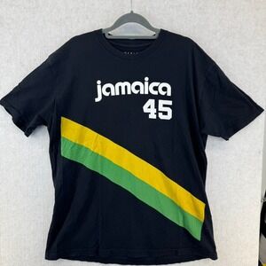 Marley Natural Jamaica 45 T Shirt Mens XL Black Cotton Flag Graphic Tee